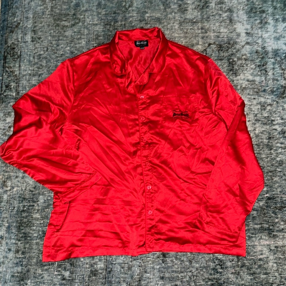 Soft Supply by Snoop Dogg Red Satin Button Down Shirt